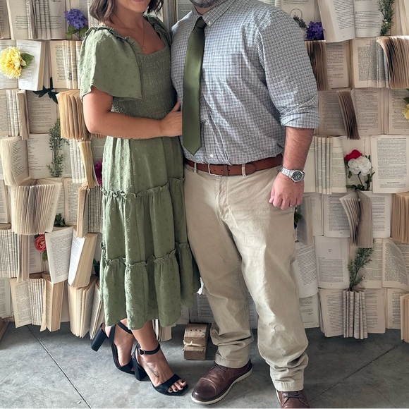 NWOT Smocked Tiered Midi Dress - Picture 2 of 5